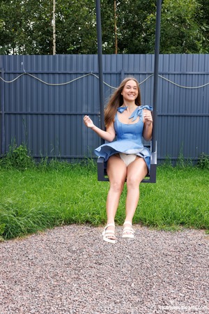 Hazel Grace nude photo 02 - Hazel Grace Drops A Blue Sundress In The Backyard