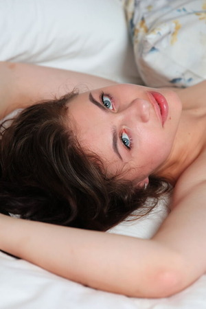Adite Pulls Her Black Panties Aside On The Bed - Photo 06