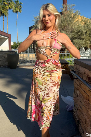 Madi Pink Dress Flash On A Marina Dock And Car Interior - Photo 01