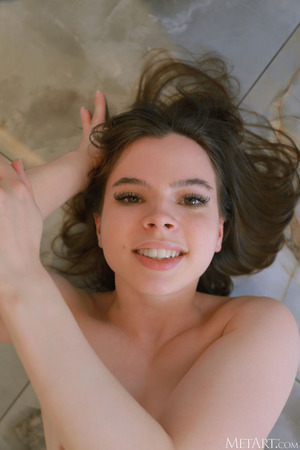 Indiana nude photo 14 - Indiana Petite Brunette Strips Sheer Top In A White Bedroom