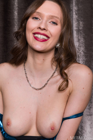 Stacy Cruz Tugs A Blue Dress Down On Stage - Met-Art nude pic 07
