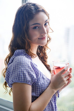 Aly Brown Peels A Gingham Dress Off Her Soft Tits - Photo 00