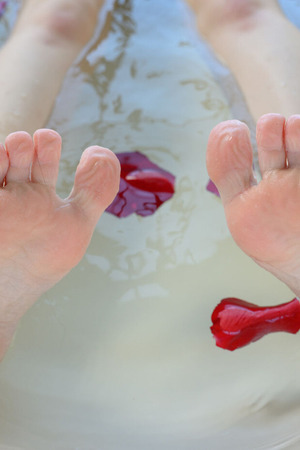 Chloe Moss Slips Off A Green Bikini And Sinks Into Rose Petals - Met-Art nude pic 19