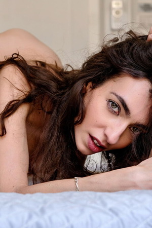 Brunette Romy Marceau Stretches Pearls Across Her Big Tits - Met-Art nude pic 10
