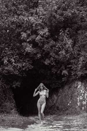 Mia Sollis Sits Spread-Legged Against Lichen-Covered Rock - Met-Art nude pic 19