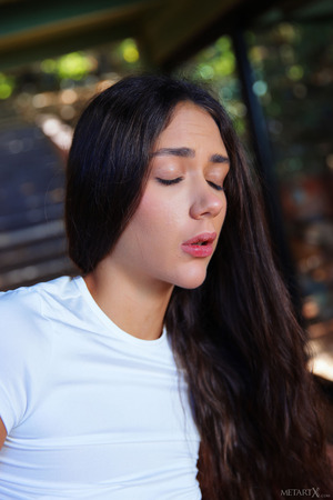 A White Crop Top Rides Up As Vixi Rafi Spreads Herself Outdoors - Photo 06