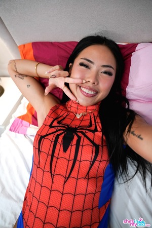 Vivienne Vo Swaps White Lace For A Spider Suit And Takes It POV - Nubiles Porn nude pic 13