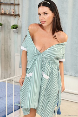 Antonia Jay Swaps A Striped School Dress For A Cheer Top - Only Tease nude pic 13