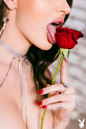 Ella Reese Sheer Robe And Red Rose On The Bed - Photo 10