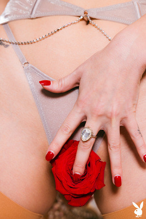 Ella Reese Sheer Robe And Red Rose On The Bed - Photo 16