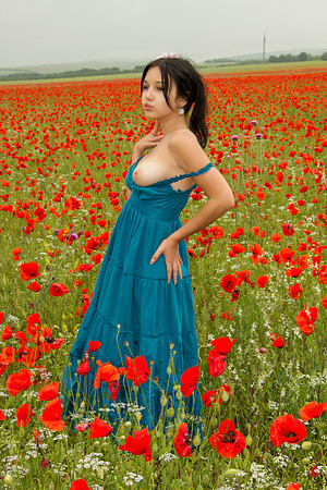 Cara - Naked In Field Of Roses - Seductive Outdoor - Photo 05