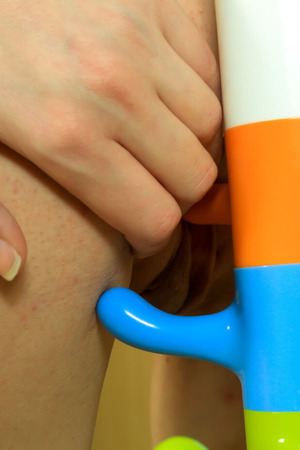 Agatha Slim Redhead Spreads Pussy With Color Wand Toy - Photo 14