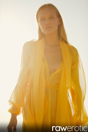 Dasha Elin Beach Strip In A Yellow Dress For RawErotic - Photo 17