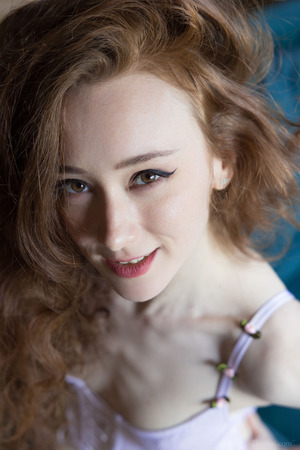 Alice Mido Rubs A Ginger-Tufted Pussy On Teal Velvet - Viv Thomas nude pic 01