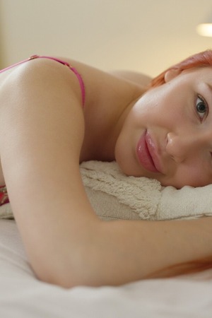Freckled And Pale, Megan Longoria Fingers Herself On The Bed - Photo 09